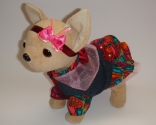 Сукня з повязочкою для інтерактивної собачки Джинсова з пелеринкою Dutunka