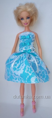 Сукня для ляльки Барбі Гепюр.Блакитне Dutunka
