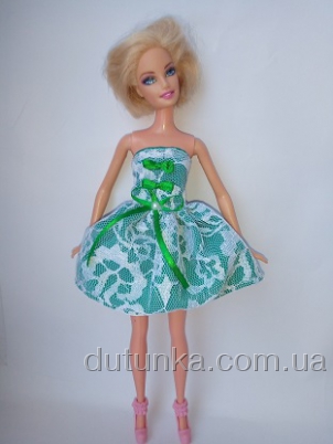 Сукня для ляльки Барбі Гепюр.Зелень Dutunka