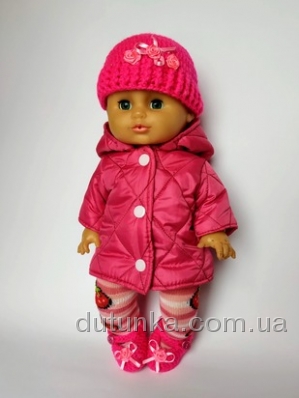 Тепла курточка для пупса 35 см Рожева Dutunka