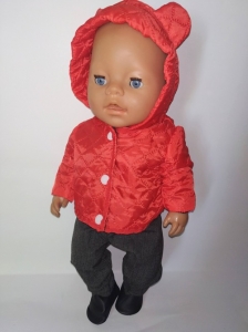 Куртка для пупса Baby born Ведмедик  (червона, синя) Dutunka