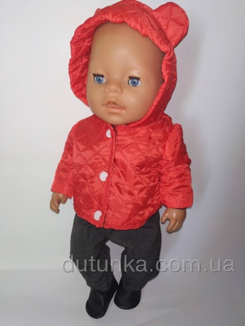 Куртка для пупса Baby born Ведмедик  (червона, синя) Dutunka