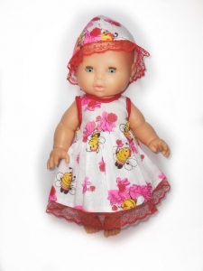 Літнє плаття із шляпкою для ляльки 32 см   Dutunka